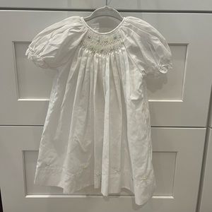 Smocked Baby Dress with Embroidered Flowers